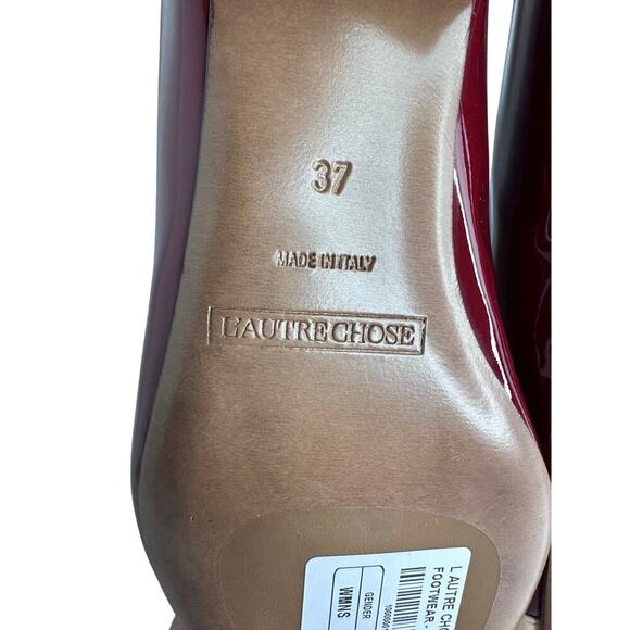 L'AUTRE CHOSE Red and Ivory Patent Leather Women's Loafers Size UE 37 Pleaded - Picture 10 of 13